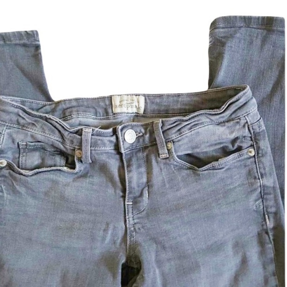 Aeropostale Ashley Ultra Skinny Jeans Gray Denim Wash Low Rise